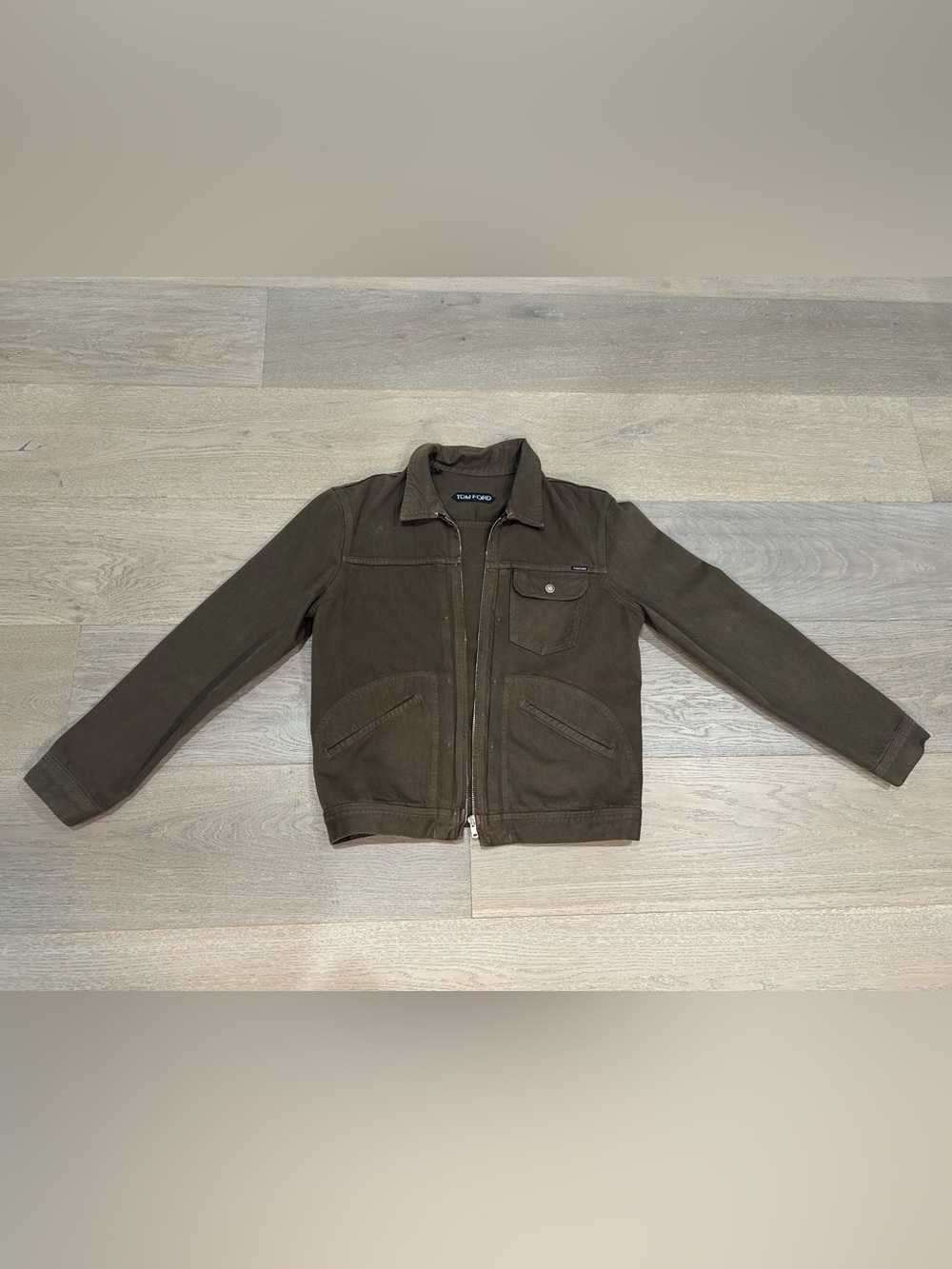 Tom Ford Men's Brown Denim Zip-Front Trucker Jacket